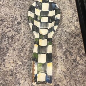 MacKenzie-Childs Courtly Check Spoon Rest + no brand paper towel holder